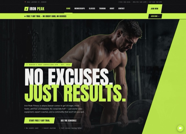 Iron Peak Fitness website demo
