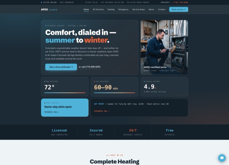 Apex HVAC website demo