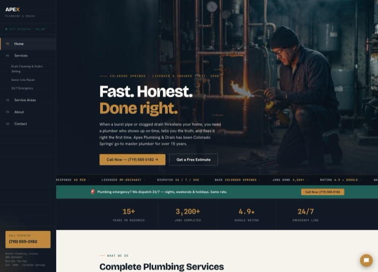 Apex Plumbing & Drain website demo