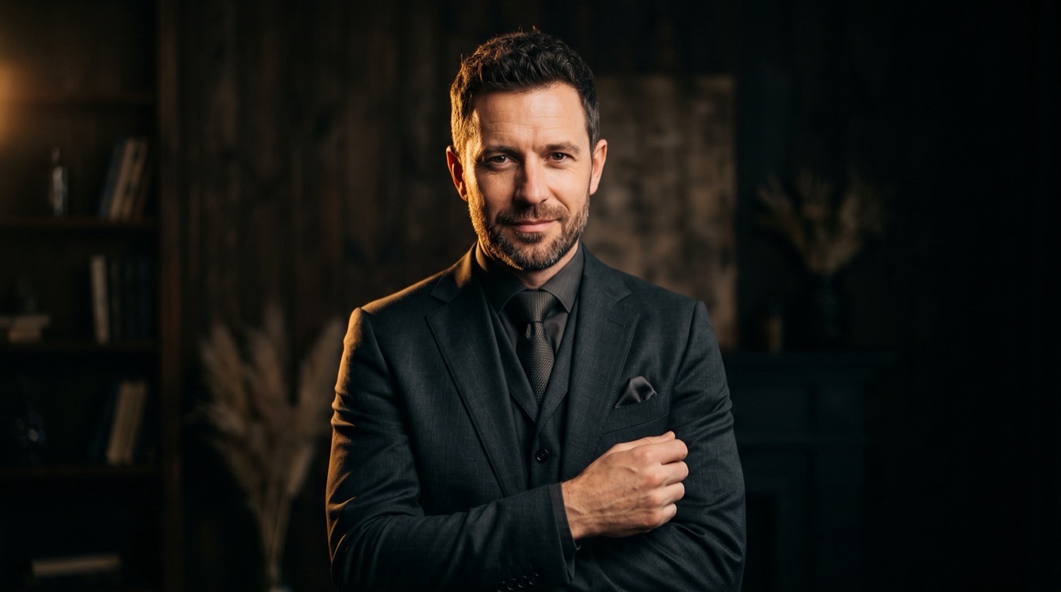 Renato Vanzella, founder of Delta Hub Media, in a dark studio